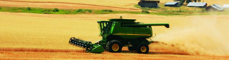 Tractor harvesting golden Palouse wheat